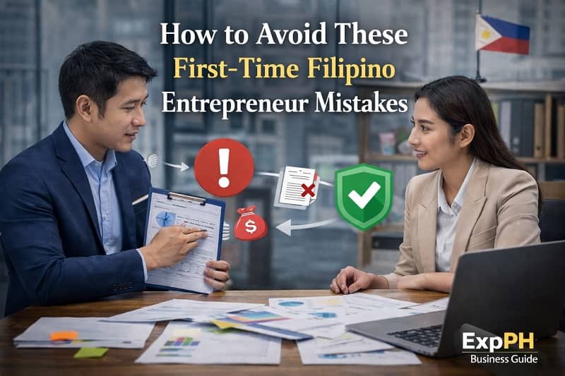 Filipino entrepreneurs discussing business plans and solutions to avoid common first-time entrepreneur mistakes in a modern office