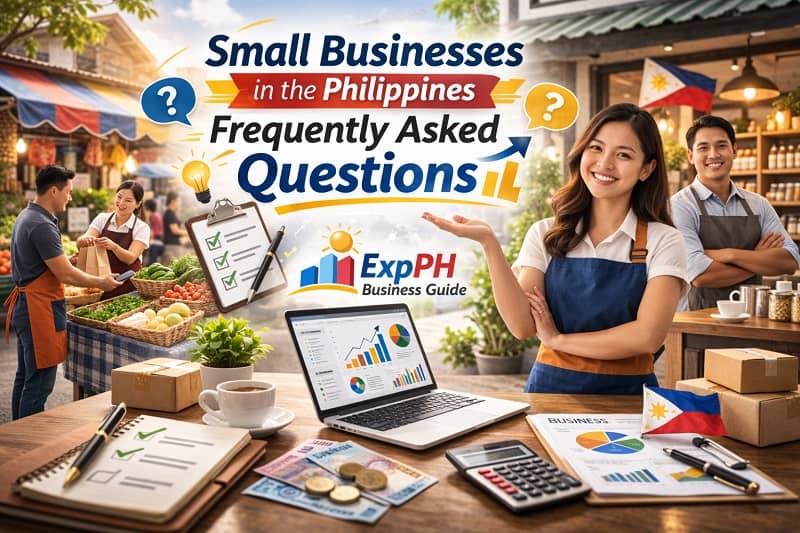 Filipino entrepreneurs in a local market and retail setting representing small businesses in the Philippines frequently asked questions