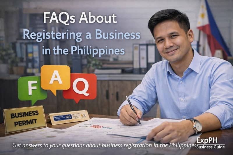Entrepreneur reviewing how to register a business in the Philippines questions and documents in a Philippine office setting