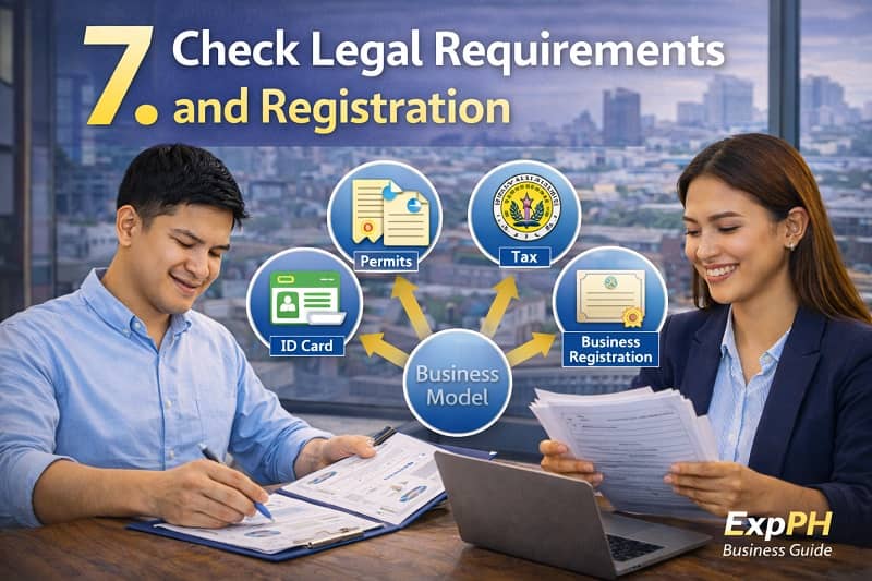 Filipino entrepreneurs reviewing permits, tax documents, and business registration requirements in a professional office setting