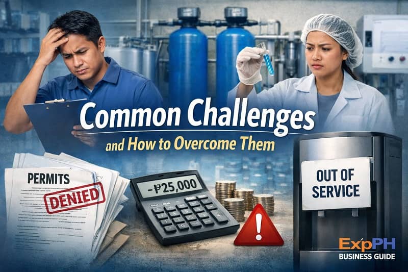 Filipino water refilling station owner facing business challenges with permits denied, equipment issues, and financial losses in a Philippine setting