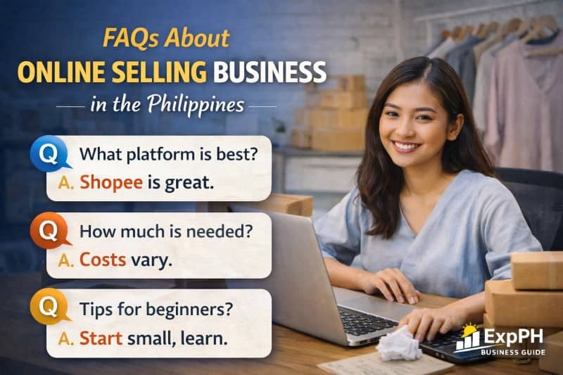 Filipino online seller answering customer questions using laptop and smartphone in a home-based online selling business setup