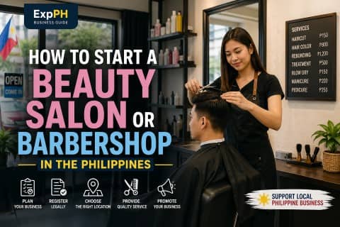 Beauty salon and barbershop setup in the Philippines with a hairstylist cutting hair inside a modern local salon