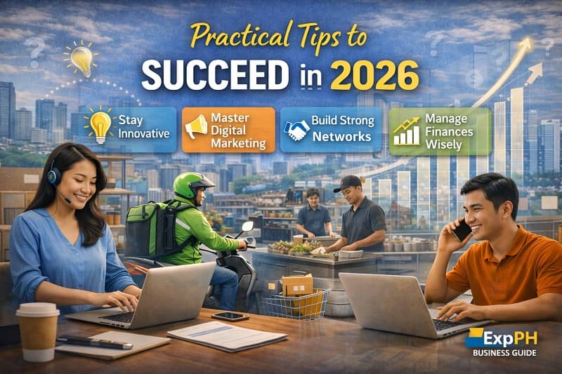 Filipino entrepreneurs using digital tools, delivery services, and financial planning strategies to succeed in business in 2026
