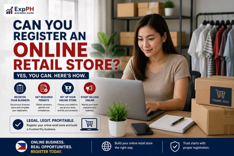 Filipino online retail business owner managing an e-commerce store and online orders from a home office in the Philippines